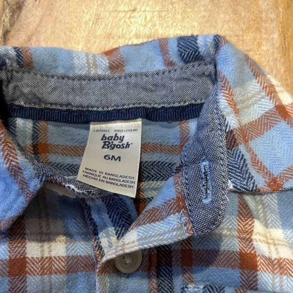 Oshkosh Baby Boy Flannel Shirt Onesie 9m